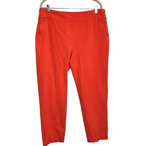 Soft Surroundings Womens Orange Pull On Pants XL Skinny Ankle Zipped Pockets